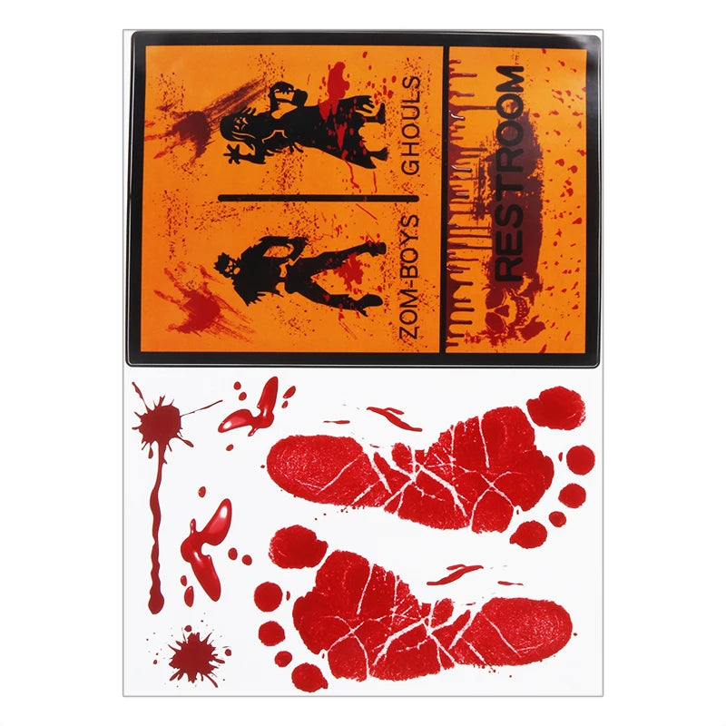 Halloween Decoration Horrible Bloody Handprint Stickers Halloween Window Wall Clings Floor Decals Stickers Halloween Party Props