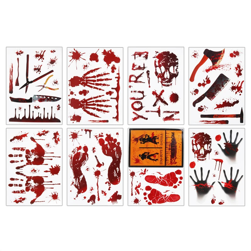 Halloween Decoration Horrible Bloody Handprint Stickers Halloween Window Wall Clings Floor Decals Stickers Halloween Party Props