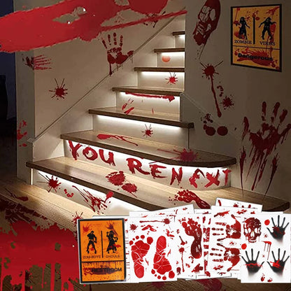 Halloween Decoration Horrible Bloody Handprint Stickers Halloween Window Wall Clings Floor Decals Stickers Halloween Party Props