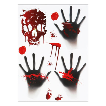 Halloween Decoration Horrible Bloody Handprint Stickers Halloween Window Wall Clings Floor Decals Stickers Halloween Party Props