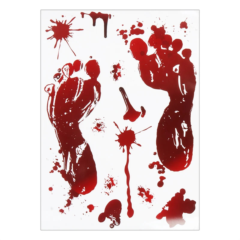 Halloween Decoration Horrible Bloody Handprint Stickers Halloween Window Wall Clings Floor Decals Stickers Halloween Party Props