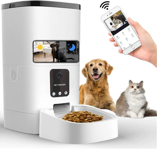 6L Automatic Pet Feeder for Cats and Dogs with App Control, Camera and Timer